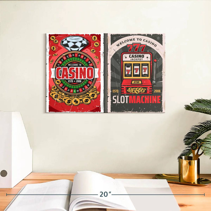 Affiches rétro de casino, H 8 po x l 12 po