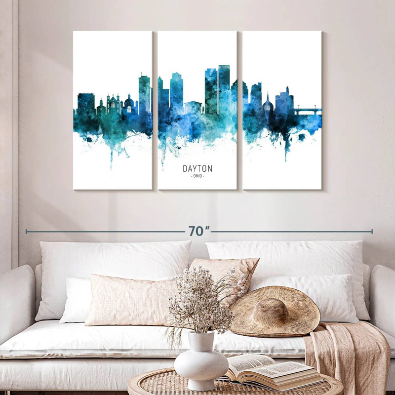Dayton Ohio Skyline III, H 32 po x l 50 po