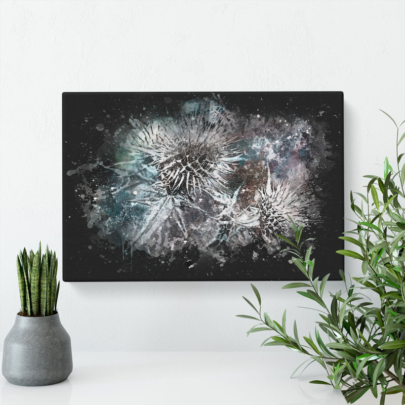 Thistle Flower - Wrapped Canvas, 35cm H x 50cm W x 3cm D