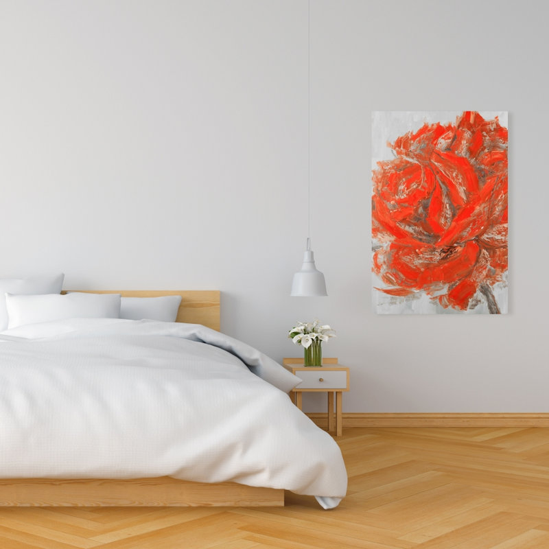 Abstrait rose - toile florale grise pour la décoration intérieure | Œuvre d'art