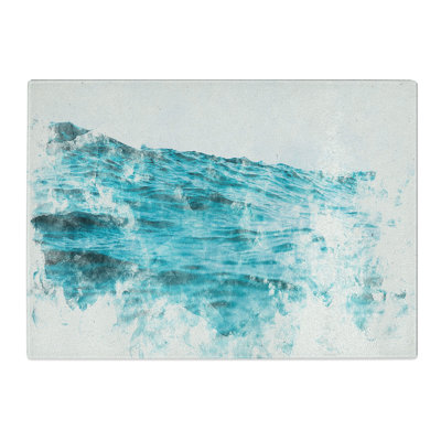 Tempered Glass Ocean Wave in Morocco Chopping Board