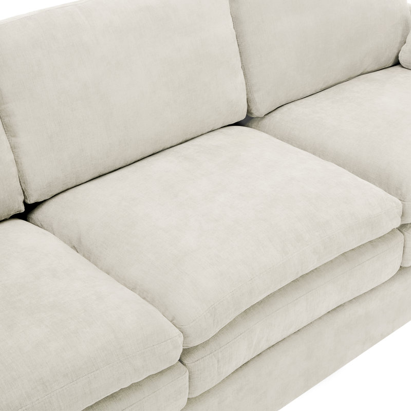 Zale 68.1" Chenille Upholstered Loveseat with Curved Armrests & Lumbar Pillow, Beige