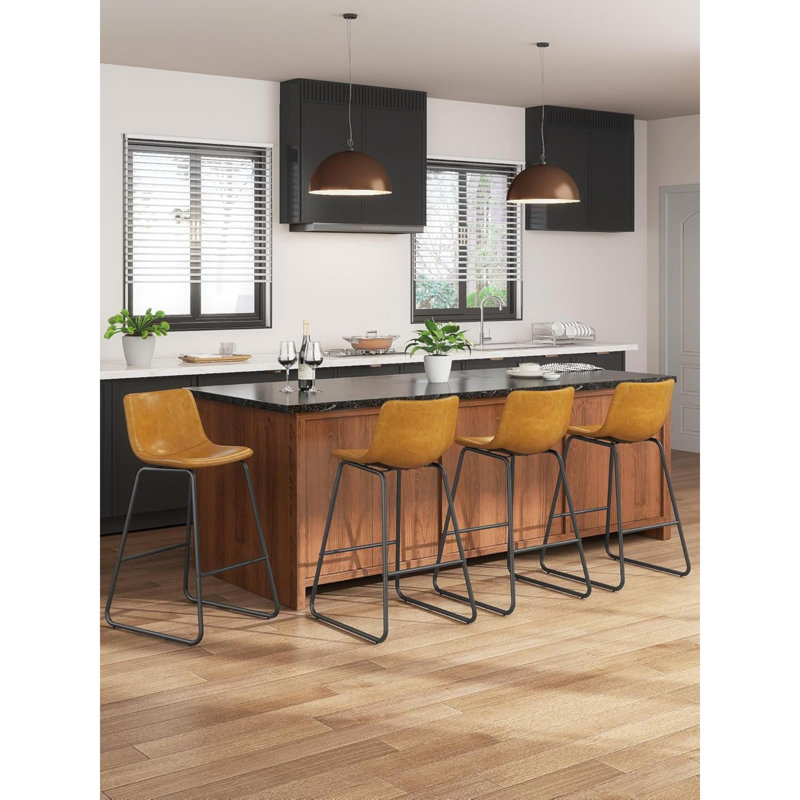 Ensemble de tabourets de bar avec tabourets de bar à hauteur de comptoir avec dossier et tabourets de bar modernes en simili-cuir avec pieds en métal et repose-pieds
