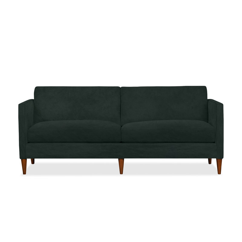 Clifford 87" Upholstered Custom Sofa, Bella Hunter Performance Velvet
