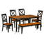 L'ensemble de table de salle à manger 6 pièces contient une table de cuisine rectangulaire avec feuille papillon et 4 chaises de salle à manger avec banc, noir et cerise-31152916-133654160