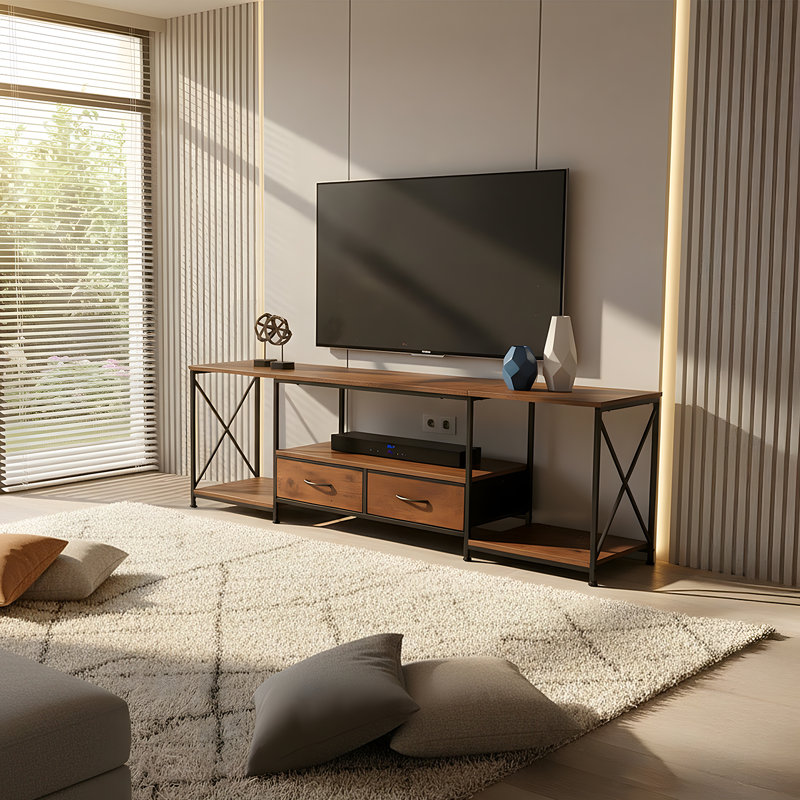 TV Stand for TVs up to 50", Brown/Black