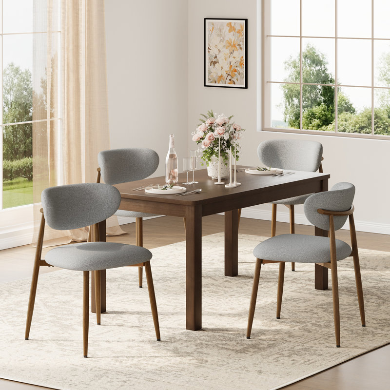 Chaise de salle à manger rembourrée avec structure en métal Westhampton, Gris clair