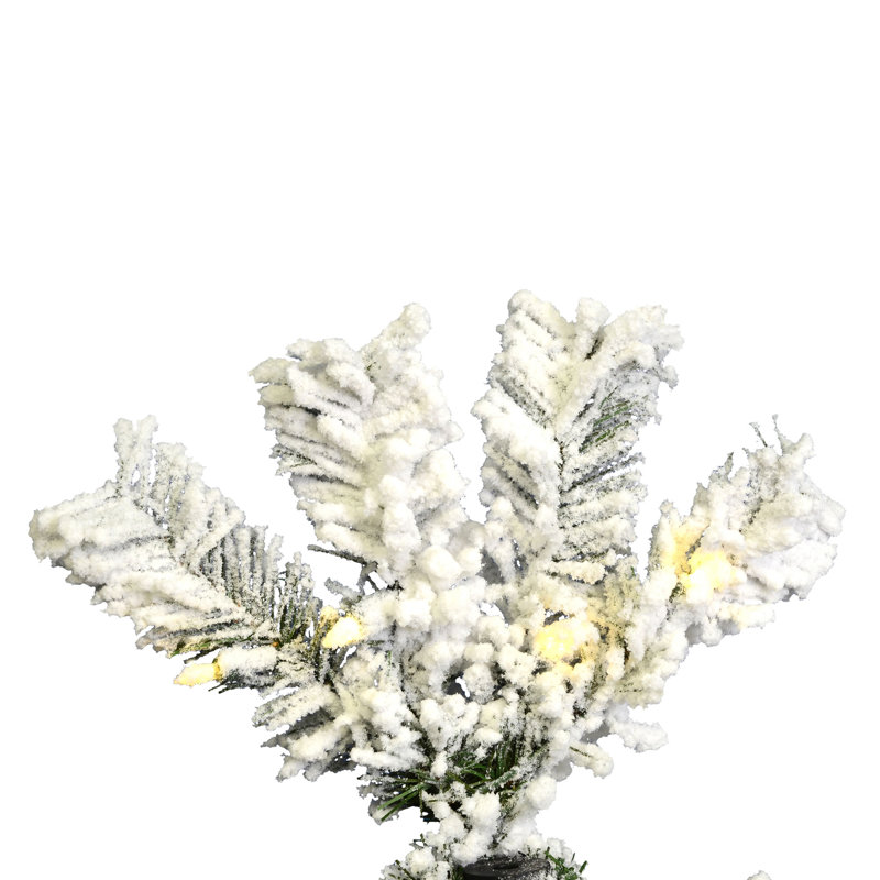 Pacific Flocked Pencil Pine Artificial Christmas Tree, 4.5' H, Warm White LED