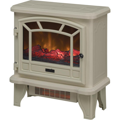 Infrared Quartz Electric Fireplace Stove Heater Cream