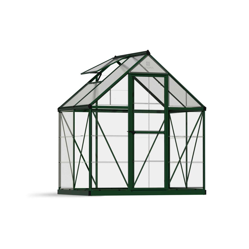 Palram - Ensemble de serre à cadre en aluminium en polycarbonate de style passe-partout hybride l 6 pi x P 4 po Canopia - vert