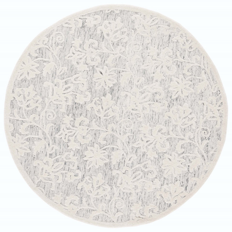Msr Metro Martha Stewart Hand Tufted Wool Pile Floral Rug, Round 6'