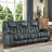 Quiteris 86.6"W Modern Manual Microfiber Upholstered 3 People Reclining Sofa with Cup Holders-1951128592