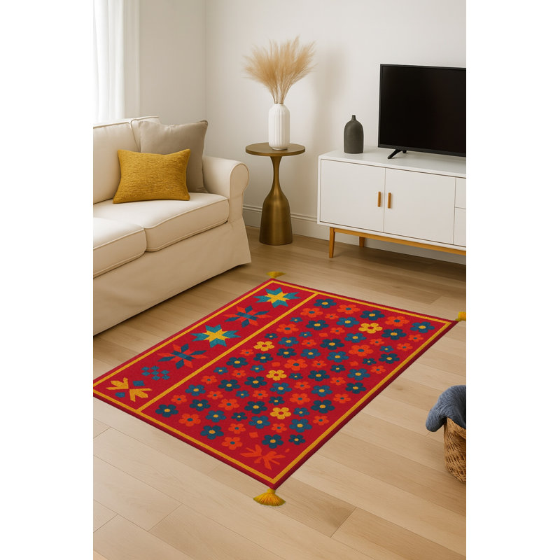 Tapis tissé à motif floral lavable Mosso, 6'7" x 9'10"