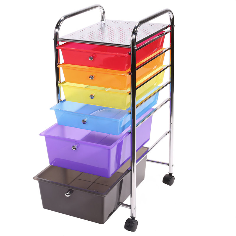 Commode de rangement Anarah - Organisateur à 6 tiroirs avec tablette supérieure amovible et roulettes lisses