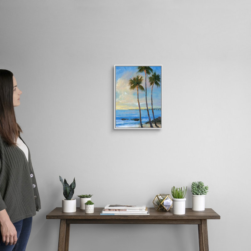 Art mural sur toile Tropical Breeze II, Toile avec cadre blanc, H 16 po x l 12 po x P 1,75 po