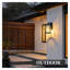 Applique murale extérieure en aluminium noir avec verre bullé, indice de protection IP44.
