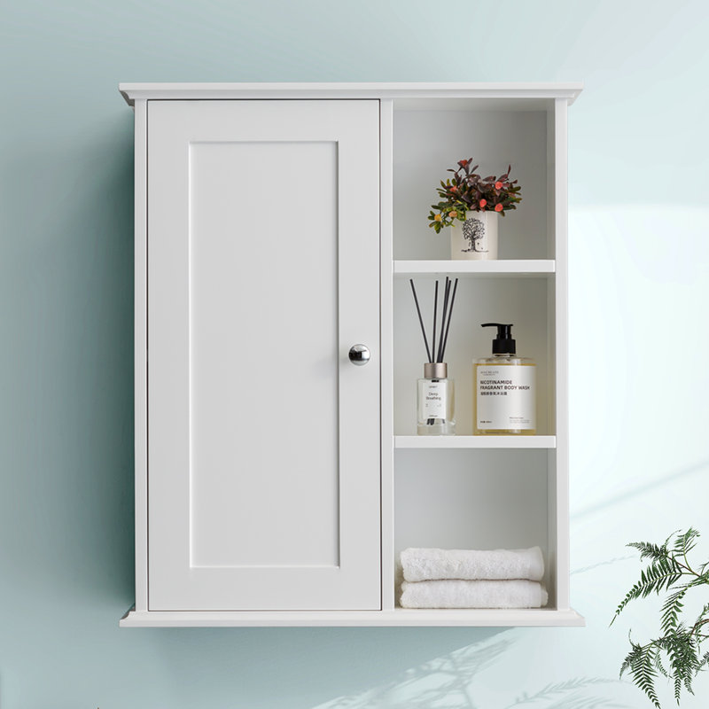  24 in. W x 7 in. D x 28 in. H Wall Bathroom Cabinet Over the Toilet Storage, White