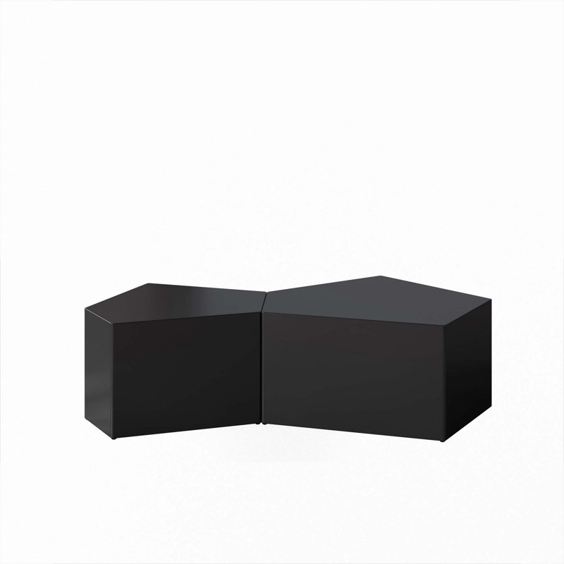 Irregular Pentagon Nesting Coffee Table Set, Black
