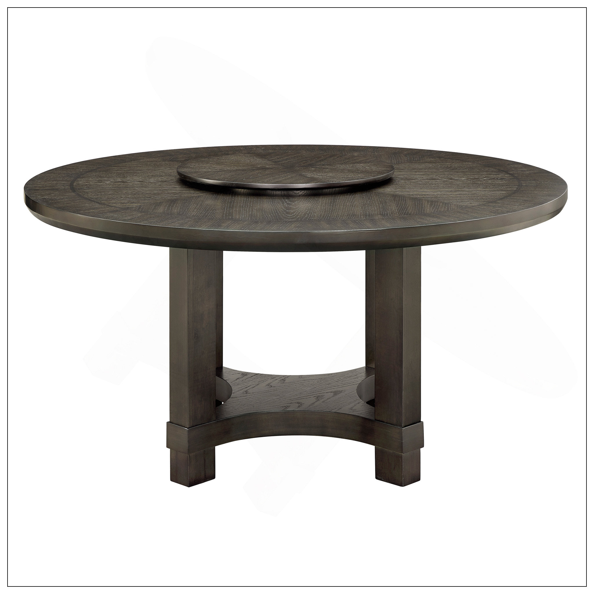 Latitude Run® 1Pc Transitional Round Table With Lazy Susan Dark Brown ...