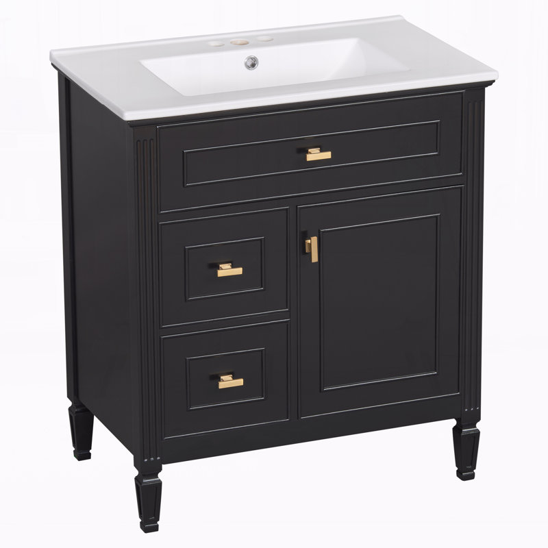 Meuble-lavabo 30 po avec lavabo, Noir