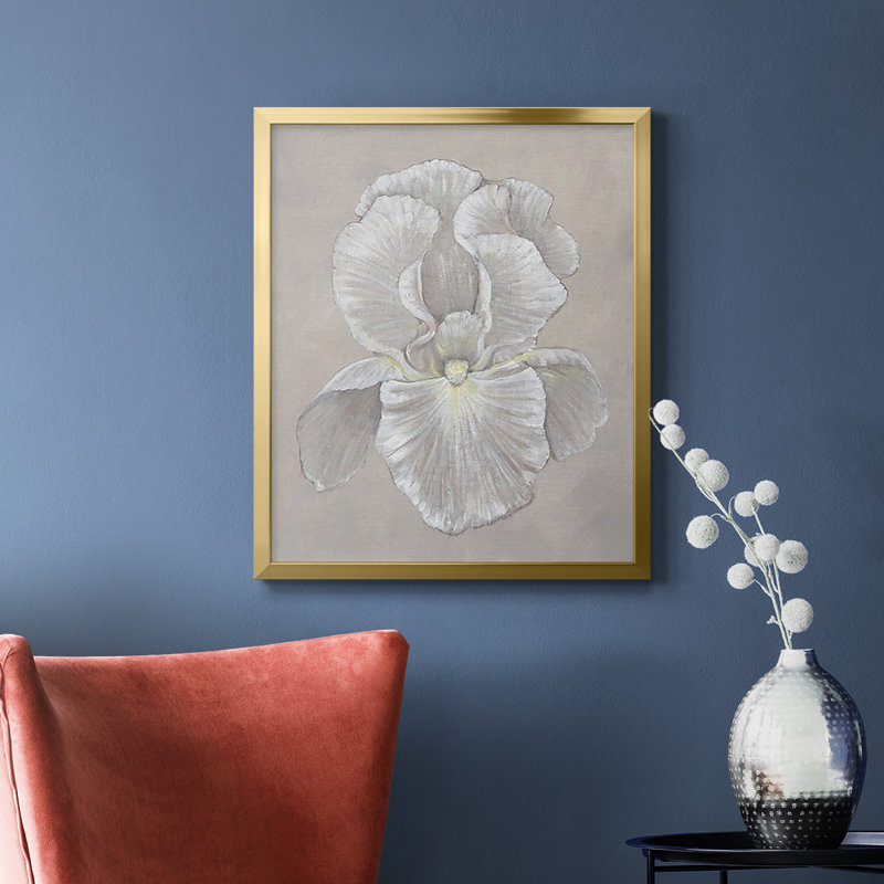 Toile encadrée blanche iris II de qualité supérieure - prête à être accrochée, Or, H 24 po x l 20 po
