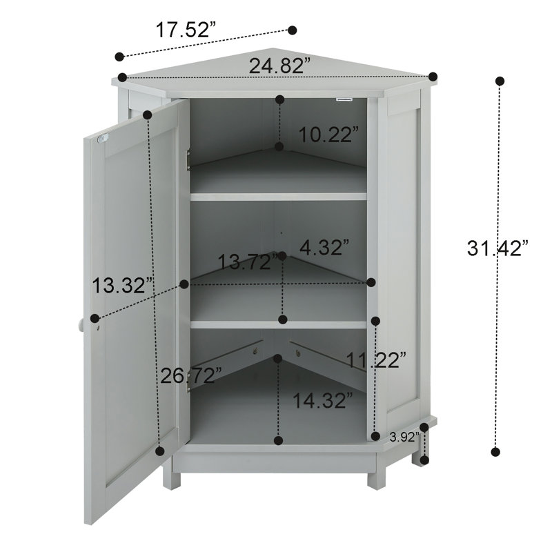 Modern Minimalist Corner Storage Cabinet with Adjustable Shelves and Wooden Legs Suitable for Bedroom Living Room Bathroom Corners