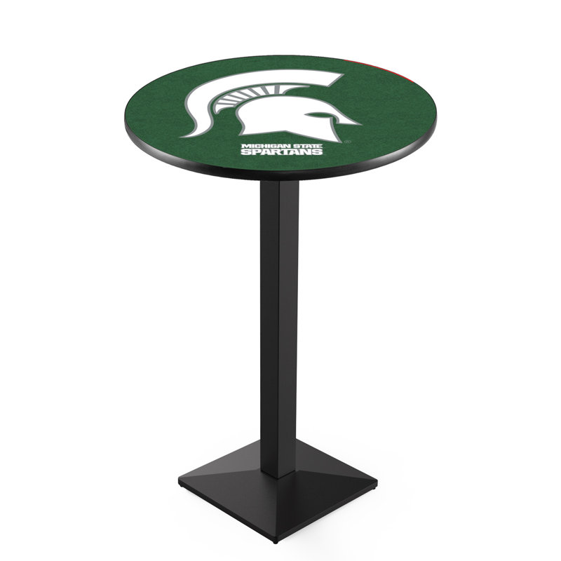Round Metal Base Dining Table, Michigan State University, Black Wrinkle
