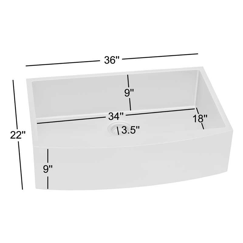 Terraza 36" L x 22" W Farmhouse Kitchen Sink, Gunmetal Black