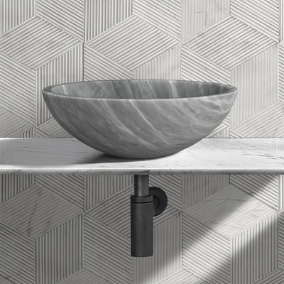 Carrara Gray Natural Marble Bathroom Vessel Sink