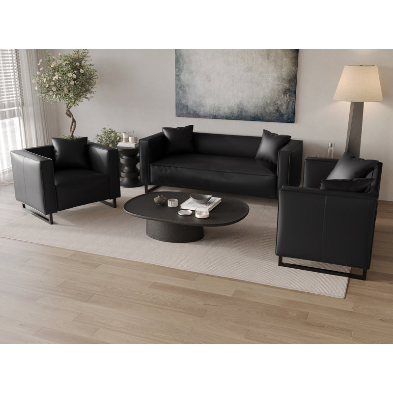 Ensemble de salon 3 pièces Mid-Century, Noir