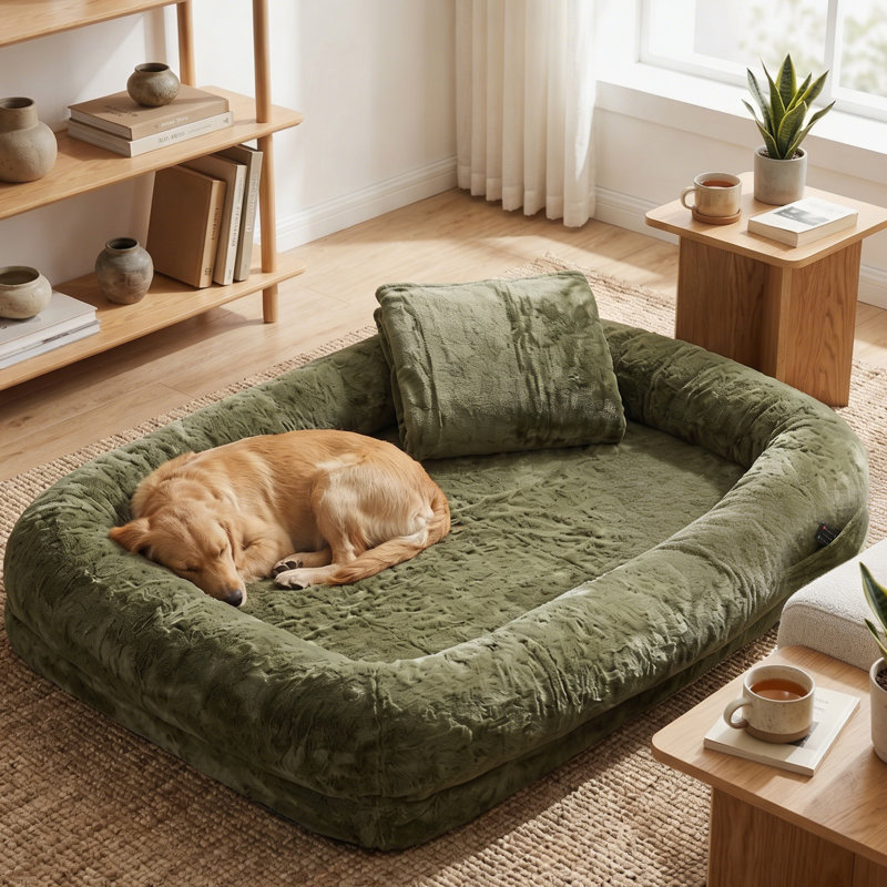 Grand lit pour chien 71 po pour adultes avec couvertures, très grand canapé-lit pour chien, lavable