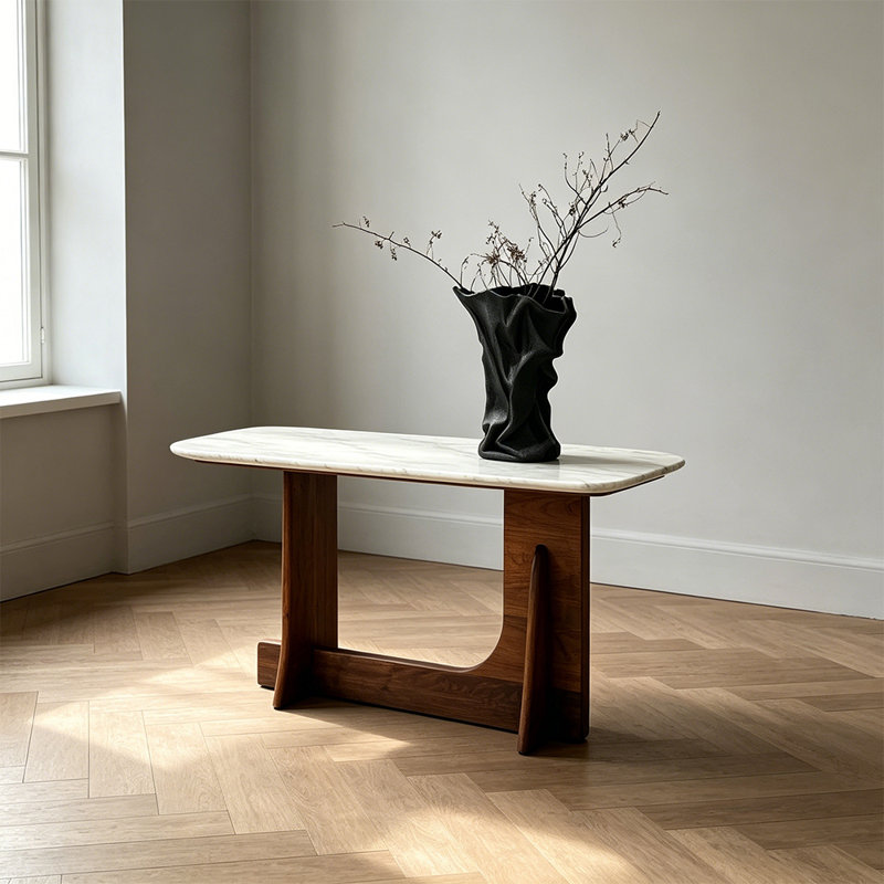 Table d'entrée de style Wabi-sabi, H 31,50 po x l 47,24 po x P 13,77 po