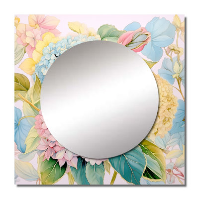 Kristasia - Hydrangea Large Square Mirror For Wall Art Decor