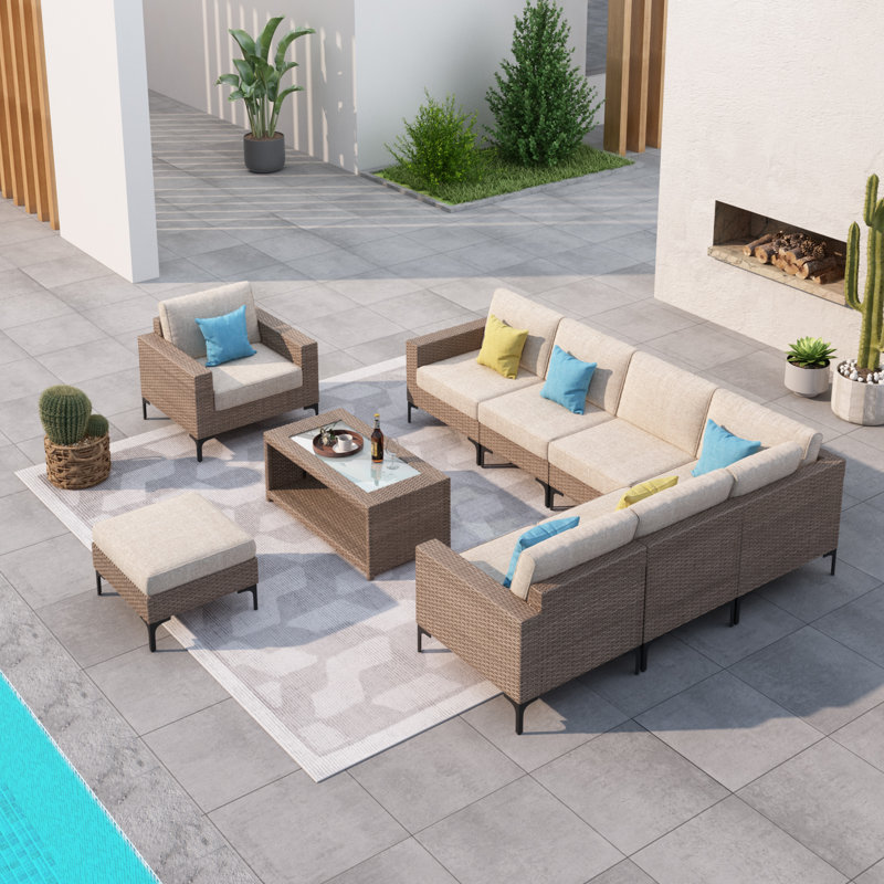 360cm Wide U-Shaped Patio Sectional Set