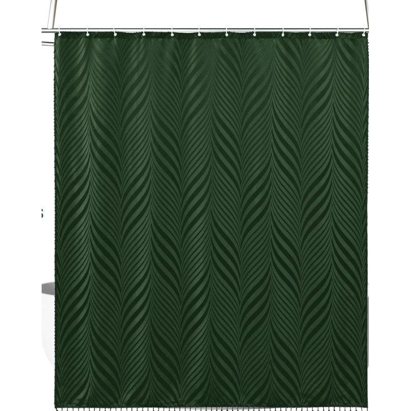 Rideau de douche Boho, rideau de douche en tissu tissé 72 x 72, Vert foncé