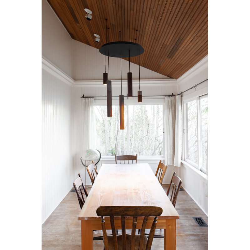 Roest Industrial Steel Pipe Pendant Light, 6" H x 2.5" W x 2.5" D, Natural Rust