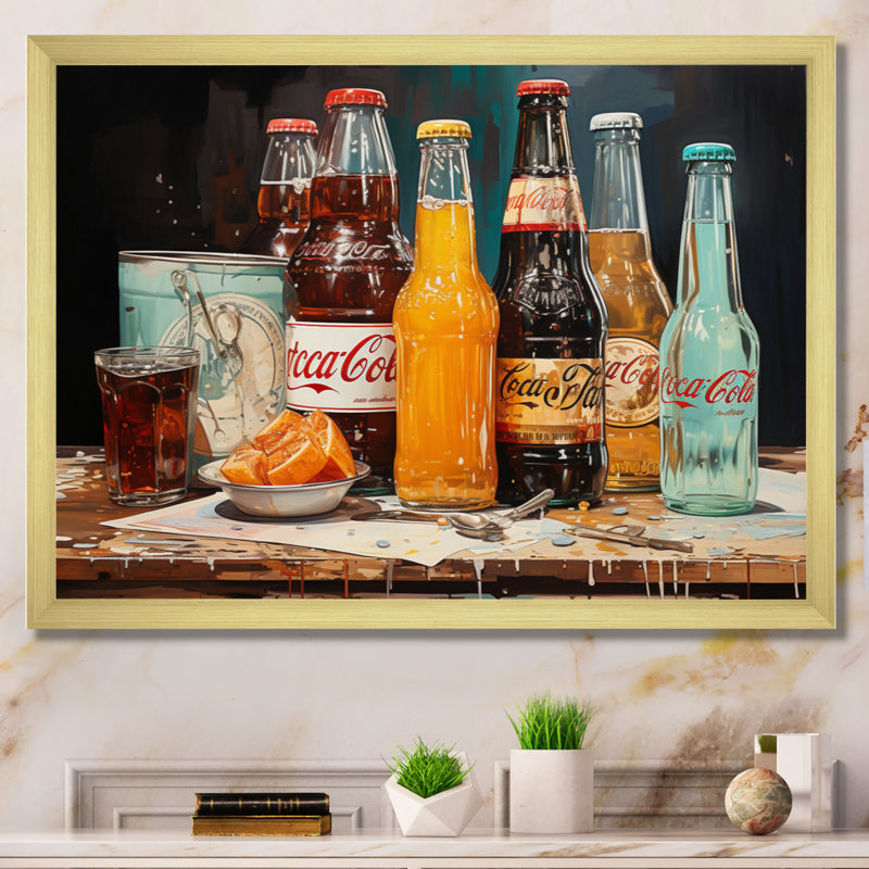 Vintage Soda Harmony II - Food & Beverage Canvas Art Print, H 30 po x l 40 po x P 1,5 po, Encadrement doré