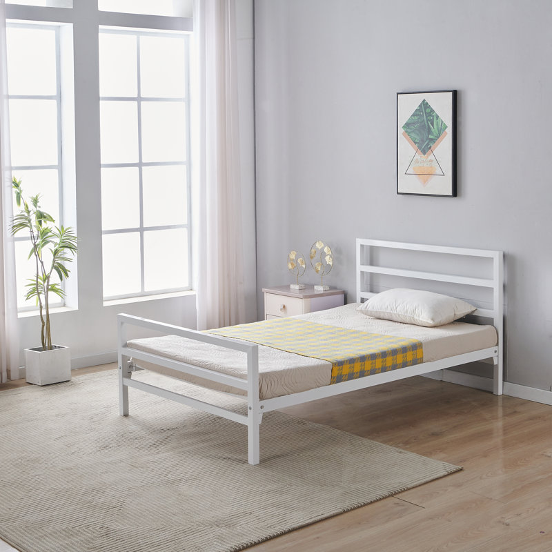 Metal Bed, Small Double (4'), White
