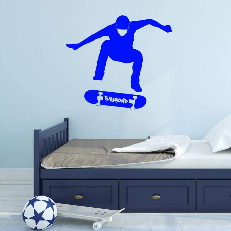 Adhésif décoratif Trinx Custom Skateboarder à personnaliser avec le nom de votre choix - CS50, H 23 po x l 25 po, Bleu