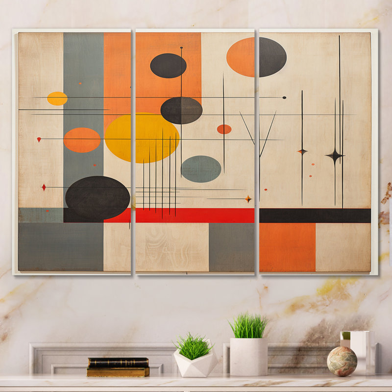 Ensemble de reproductions d'art sur toile Midcentury New Balance Abstract Retro Geometrics I - Modern Midcentury