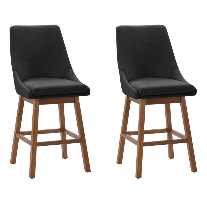 Tabouret de bar moderne en tissu, ensemble de 2, Gris