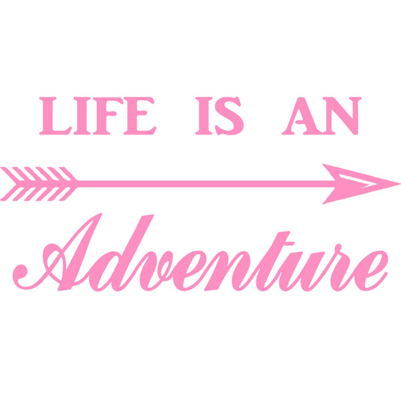 Décalcomanie murale « life is a adventurer adventurer », H 11 po x l 22 po, Rose