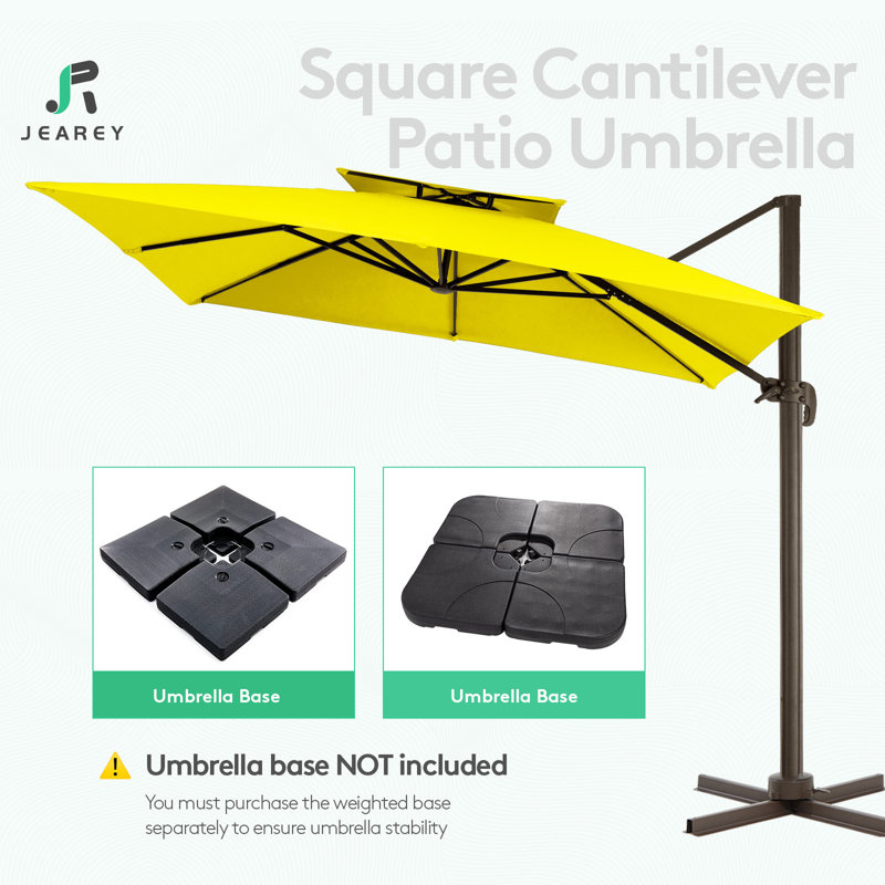 Germar 11' Cantilever Umbrella, Yellow, 106" H x 132" W x 132" D