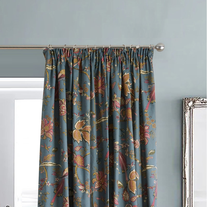 Powis Pencil Pleat Room Darkening Curtain, Duck Egg, 165cm Width x 183cm Drop