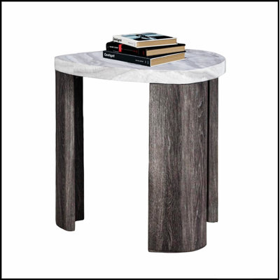 Ensemble de table triangulaire 3 pièces de style contemporain avec motif en marbre, conception peu encombrante pour le salon principal