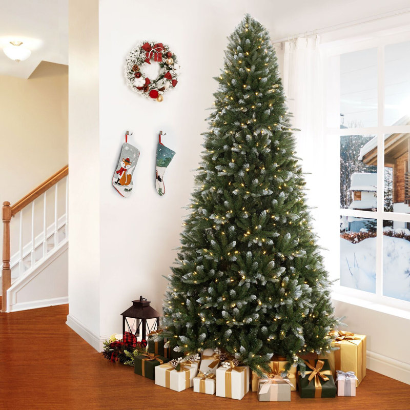 7.5 Ft Frosted Fir Pre-Lit Christmas Tree with Warm Lights