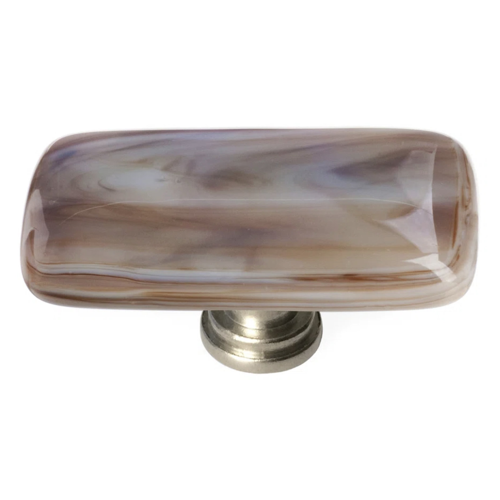 Cirrus Rectangular Knob Knob, White/Brown/Satin Nickel