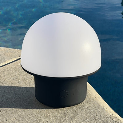  Lampe de table à DEL noire portative rechargeable 6,6 "Portobello USB-C - Portable, intérieur / extérieur, à intensité variable à 3 voies