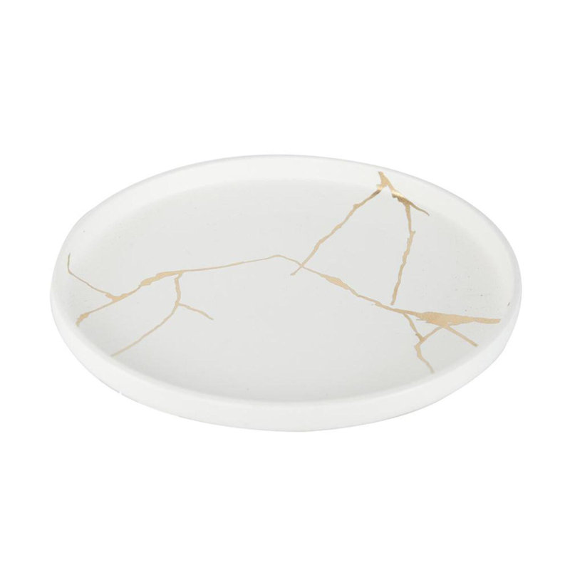 Porcelaine Mercer41 Lann, H 1,2 po x l 10,4 po x P 10,4 po, Blanc / Doré