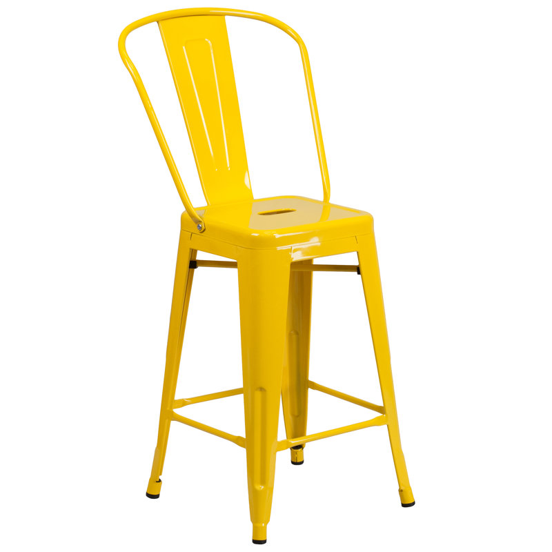 Tabouret de bar Iddings, Jaune, 4, Tabouret de comptoir (siège d'une hauteur de 24 p